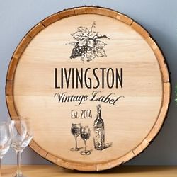 Personalized Vintage Label Wine Barrel Home Decor Sign