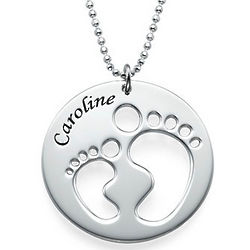 Mom Necklace with Cut Out Baby Feet