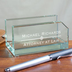 Personalized Distinctive Glass Business Card Holder