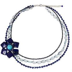 Lady Gerbera Lapis Lazuli Flower Pendant Necklace