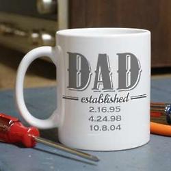 Personalized Dad Established with Dates Ceramic Mug