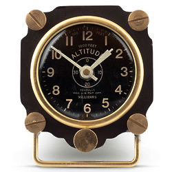 Metal Altimeter Desk Clock in Black and Brass