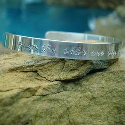 One in A Million Hand Stamped Cuff Bracelet in Sterling Silver