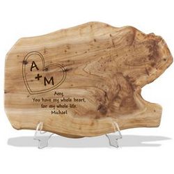 Engraved Wood Root Plaque for Couples
