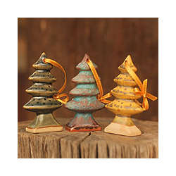 Celadon Ceramic Winter Pines Ornaments