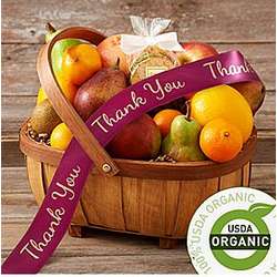 Organic Fruit Basket with Thank You Ribbon