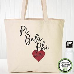 Personalized Pi Beta Phi Sorority Canvas Tote Bag