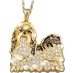 Best in Show Dog Lovers Shih Tzu Crystal Pendant Necklace