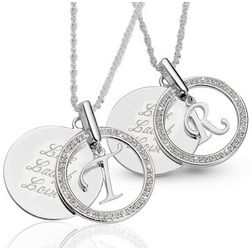 Engravable Silber Plated Initial Swing Necklace