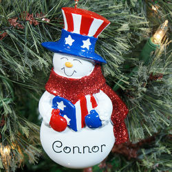 Personalized Patriotic Snowman Ornament