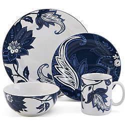 Navy Floral Four Piece Place Setting
