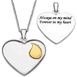 Sterling Silver Always On My Mind Memorial Heart Pendant