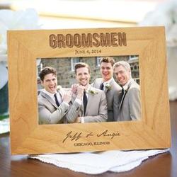 Groomsmen's Engraved Name and Date Wood Picture Frame