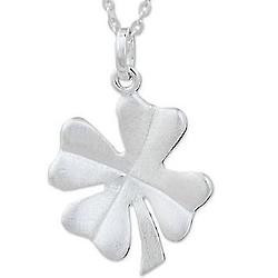 Lucky 4 Leaf Clover Sterling Silver Pendant Necklace