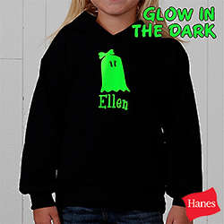 Personalized Glow in the Dark Girl Ghost Youth Hooded Sweatshirt