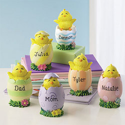Personalized Easter Chicks in Egg Figurine
