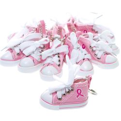 Pink Ribbon Sneaker Keychains