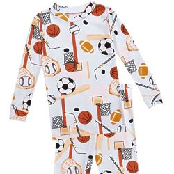 Cotton Long Pajamas with Sports Pattern