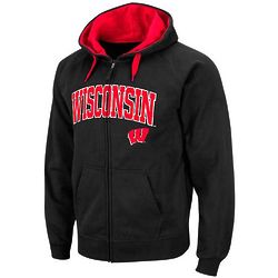 Men's University of Wisconsin Full Zip Hoodie in Black