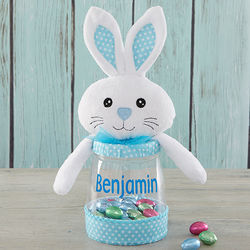 Personalized Easter Bunny Candy Jar in Blue