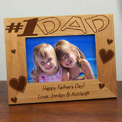 Number One Dad Wood Picture Frame