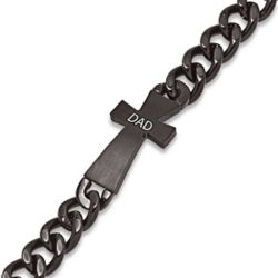 Dad's Black Stainless Steel Cross Bracelet