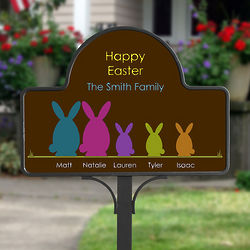 Personalized Easter Bunny Family Garden Stake