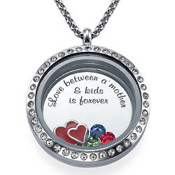Love My Children Personalized Locket with Floating Crystal Charms