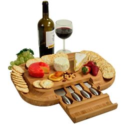 Personalized Deluxe Bamboo Cheese Board and Utensils Gift Set