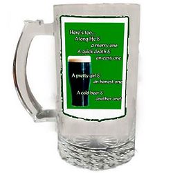Irish Blessing Solid Glass Beer Stein