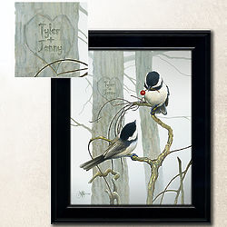 Personalized Love Birds Heart Framed Art Print