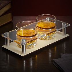 Personalized Whiskey Tray with Buckman Rocks Glasses Set