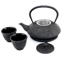 Black Dragonfly Cast Iron Tea Set