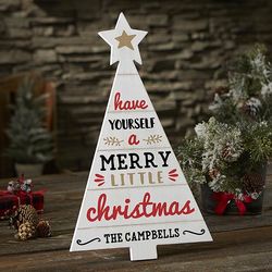 Farmhouse Merry Little Christmas 16" Personalized Wood Tree