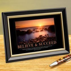 Believe & Succeed Sunset Framed Desktop Print