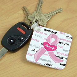 Hope And Love Personalized Breast Cancer Awareness Key Chain