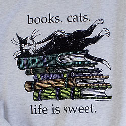 Life Is Sweet Cat and Book Lover's T-Shirt