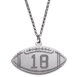 Personalized Number Sterling Silver Football Necklace