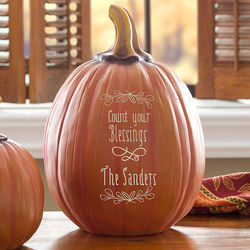 Personalized Count Your Blessings Decorative Pumpkin