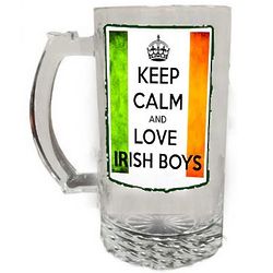 Keep Calm and Love Irish Boys 16 Ounce Glass Beer Stein
