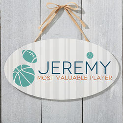 Baby Boy's Personalized Oval Wood Wall Sign