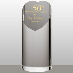 Personalized 50th Anniversary Crystal Heart