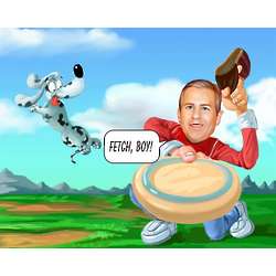 Playing Frisbee Personalized Caricature Art Print