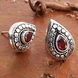 Rambutan Red Garnet Teardrop Earrings