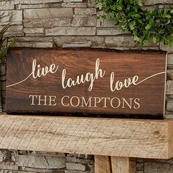 Large Personalized Live Laugh Love Basswood Plank Sign