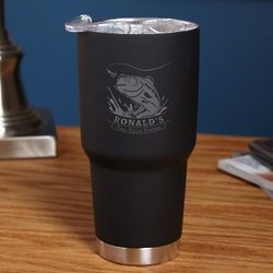 Big Catch Black Stainless Steel Engraved Tumbler