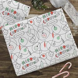Merry Christmas Reindeer Personalized Wrapping Paper