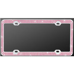 Chrome Triple Pink Diamond License Plate Frame