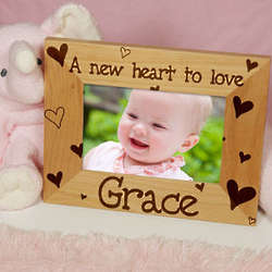 New Baby She's All Heart Personalized Wood Picture Frame