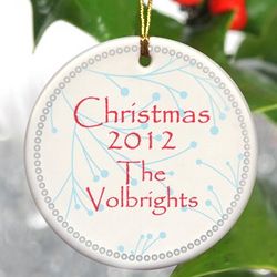 Personalized White Simply Natural Christmas Ornament